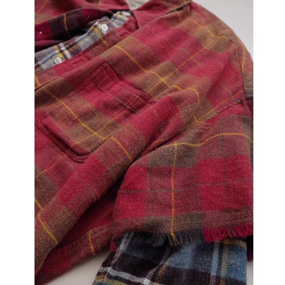 NWT R13 Layer Dbl Shirt Buttondown - Red W/blue Plaid Red & Blue - Picture 8 of 11